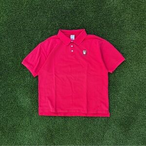 Vintage 90s Tasmanian Devil Polo Shirt Looney Tunes Red Short Sleeve Size XL